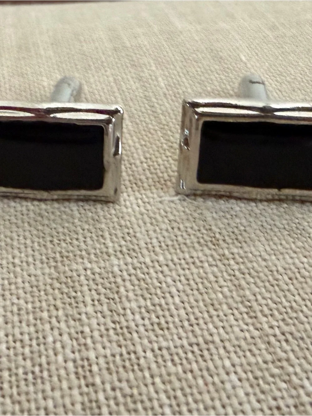 2 Sets of Silver and Black Cufflinks & Tie Bar  - Men's Accessory set